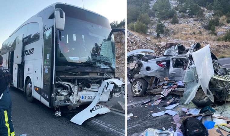 Antalya’da katliam gibi kaza… Yolcu otobüsü ile otomobil kafa kafaya çarpıştı: 1 ölü, 5 yaralı