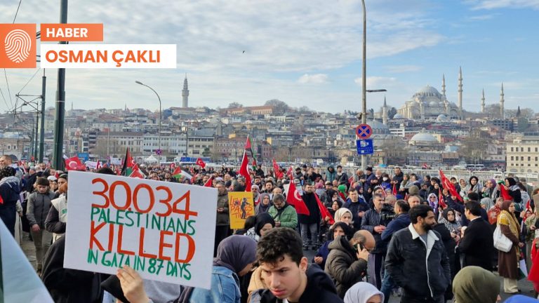 Galata’da Filistin mitingi: Damatlar konuşmadı, çocuklar askeri düzende yürütüldü