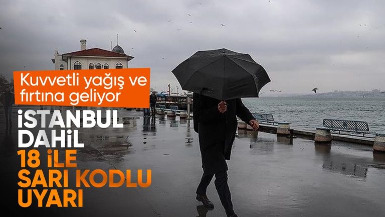 Meteoroloji’den İstanbul ve İzmir dahil 18 kente sarı ihtar