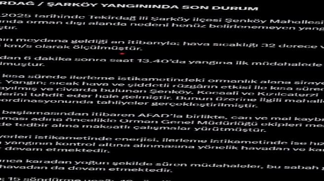 Tekirdağ’da Orman Yangını Kontrol Altına Alınmaya Çalışılıyor