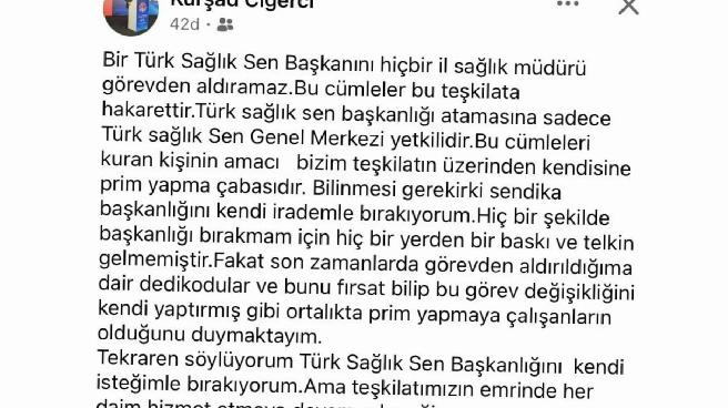Türk Sağlık Sen Gümüşhane’de İstifa Krizi! 