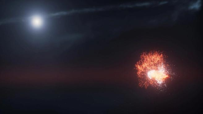 Hubble, yakın bir yıldız sisteminde kozmik çarpışmanın izlerini yakaladı